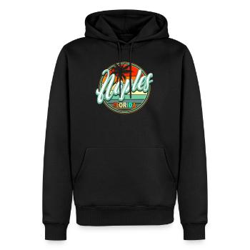 Vacances d’été à la plage - Naples - Sweat à capuche Premium bio Homme - noir - Devant - Nico (187cm)