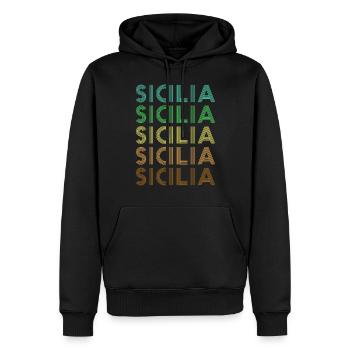 Sizilien Retro Sicilia - Männer Premium Bio Hoodie - Schwarz - Vorne - Nico (187cm)