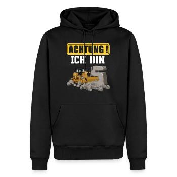 5. Geburtstag Achtung Ich Bin 5 Bagger Baustelle - Männer Premium Bio Hoodie - Schwarz - Vorne - Nico (187cm)