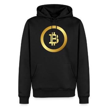 00431 BTC Bitcoin Gold Crypto - Sweat à capuche Premium bio Homme - noir - Devant - Nico (187cm)