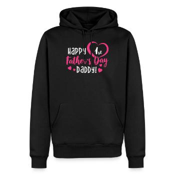 Bonne 1ère fête des pères Petite fille - Sweat à capuche Premium bio Homme - noir - Devant - Nico (187cm)