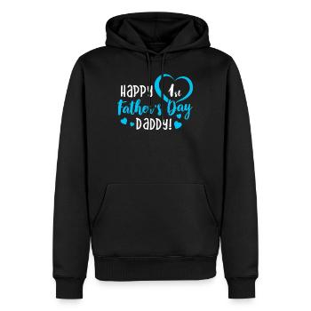 Joyeux 1er enfant de la fête des pères - Sweat à capuche Premium bio Homme - noir - Devant - Nico (187cm)