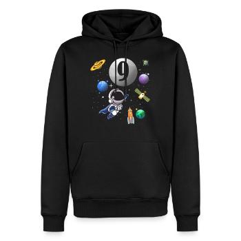 9. Geburtstag 9 Jahre Astronaut Weltall Weltraum - Männer Premium Bio Hoodie - Schwarz - Vorne - Nico (187cm)
