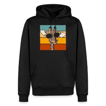 Retro-Giraffe Lustiges Safari-Tier - Männer Premium Bio Hoodie - Schwarz - Vorne - Nico (187cm)