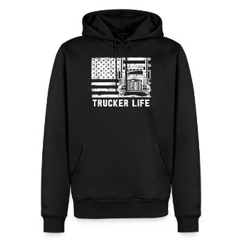 Camion routier camion routier - Sweat à capuche Premium bio Homme - noir - Devant - Nico (187cm)