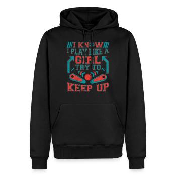 Retro Pinball Flipper Vintage Arcade Gaming - Männer Premium Bio Hoodie - Schwarz - Vorne - Nico (187cm)