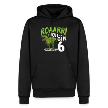 6. Geburtstag 6 Jahre Dino Dinosaurier Fan - Männer Premium Bio Hoodie - Schwarz - Vorne - Nico (187cm)