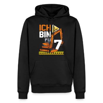 7. Geburtstag Achtung Ich Bin 7 Bagger Baustelle - Männer Premium Bio Hoodie - Schwarz - Vorne - Nico (187cm)