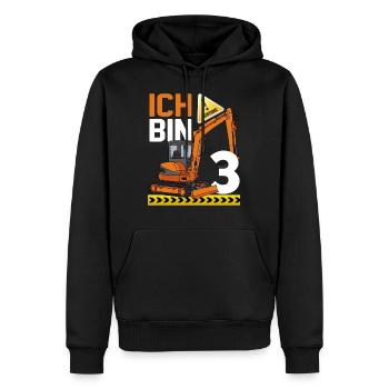 3. Geburtstag Achtung Ich Bin 3 Bagger Baustelle - Männer Premium Bio Hoodie - Schwarz - Vorne - Nico (187cm)