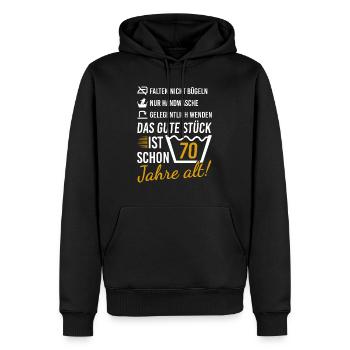 70 Geburtstag Geschenk 70. Geburtstagsgeschenk - Männer Premium Bio Hoodie - Schwarz - Vorne - Nico (187cm)