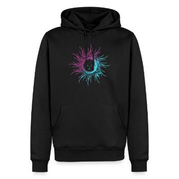 Spiritualité Lune et Soleil Illustration - Sweat à capuche Premium bio Homme - noir - Devant - Nico (187cm)
