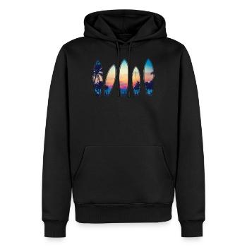 Surf vintage plage classique Hawaii Surf surf - Sweat à capuche Premium bio Homme - noir - Devant - Nico (187cm)