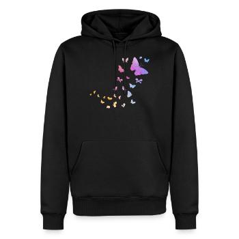 Aquarelle papillon mignon insectes nature - Sweat à capuche Premium bio Homme - noir - Devant - Nico (187cm)