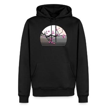 Kirschblüte Japanisch Retro Baum Sakura - Männer Premium Bio Hoodie - Schwarz - Vorne - Nico (187cm)