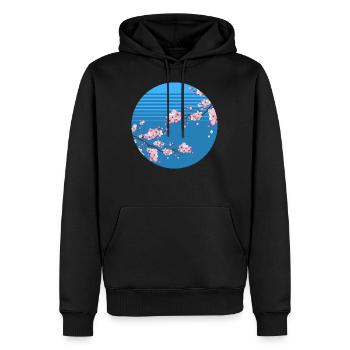Fleur de cerisier Arbre japonais Sakura Retro - Sweat à capuche Premium bio Homme - noir - Devant - Nico (187cm)
