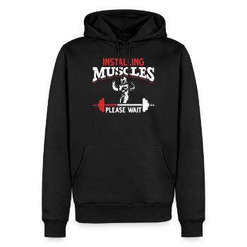 Gym Gym Funny et haltères - Sweat à capuche Premium bio Homme - noir - Devant - Nico (187cm)