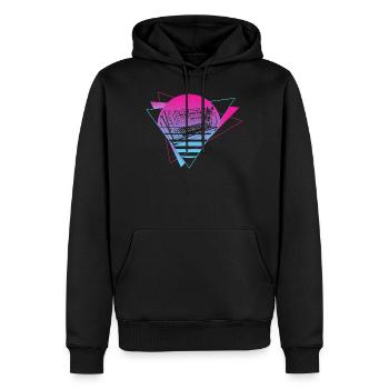 Synthétiseur modulaire Analogique Vaporwave Techno Cat - Sweat à capuche Premium bio Homme - noir - Devant - Nico (187cm)