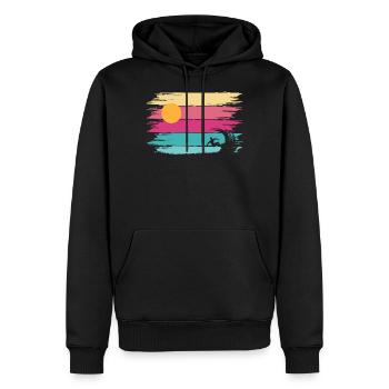 Surfer Beach Retro Wave Summer Holidays - Men’s Premium Organic Hoodie - black - Front - Nico (187cm)