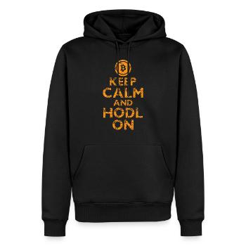 Halten Sie Ruhig Hodl auf Kryptowährung Bitcoin Crypto - Männer Premium Bio Hoodie - Schwarz - Vorne - Nico (187cm)