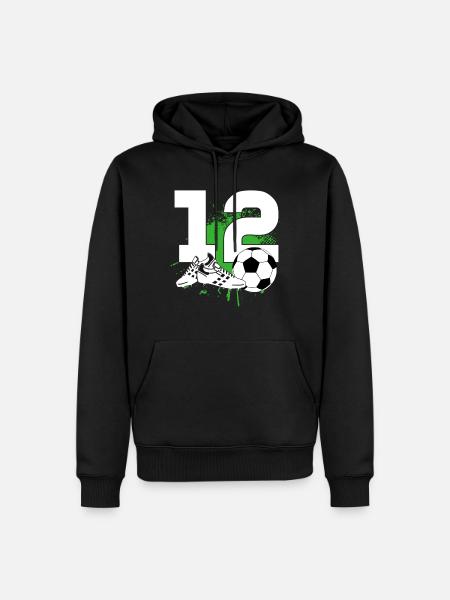 12ème anniversaire 12 ans footballeur - Sweat à capuche Premium bio Homme - noir