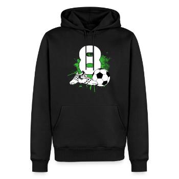 8ème anniversaire 8 ans footballeur - Sweat à capuche Premium bio Homme - noir - Devant - Nico (187cm)