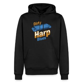 Dirty Harp Blues Harmonica Instrument Music Gift - Men’s Premium Organic Hoodie - black - Front - Nico (187cm)