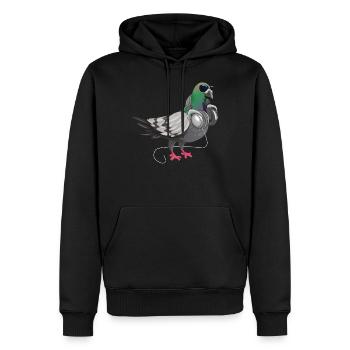 Drôle de techno sourd oreillers musique oiseaux - Sweat à capuche Premium bio Homme - noir - Devant - Nico (187cm)