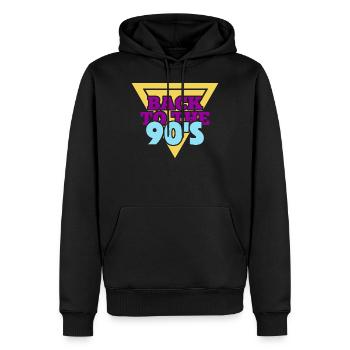 90s 90 - Sweat à capuche Premium bio Homme - noir - Devant - Nico (187cm)