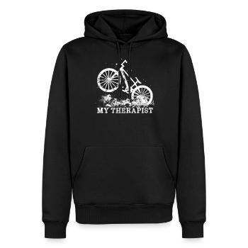 VTT Mountain bike Trail - Sweat à capuche Premium bio Homme - noir - Devant - Nico (187cm)