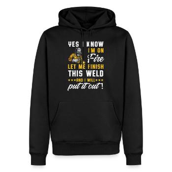 Je suis en feu Soudeur soudure soudage métal fer cadeau - Sweat à capuche Premium bio Homme - noir - Devant - Nico (187cm)