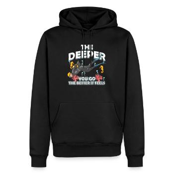 Le cadeau sportif de plongée sous-marine Deeper You Go - Sweat à capuche Premium bio Homme - noir - Devant - Nico (187cm)