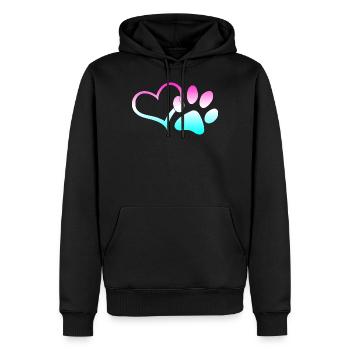 Patte de chien Arc-en-ciel Coeur coloré Sauveteur d’animaux - Sweat à capuche Premium bio Homme - noir - Devant - Nico (187cm)