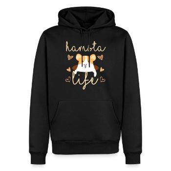 Hamster - Sweat à capuche Premium bio Homme - noir - Devant - Nico (187cm)