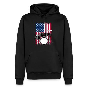 Batterie batteur cadeau États-Unis drapeau - Sweat à capuche Premium bio Homme - noir - Devant - Nico (187cm)