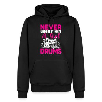 Drôle de femme percussion de batterie cadeau - Sweat à capuche Premium bio Homme - noir - Devant - Nico (187cm)