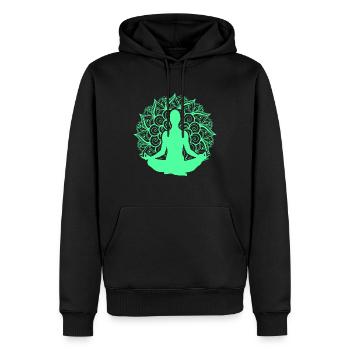 Mandala Yoga Asana Lotus Zen Nirvana Buddhism Gift - Men’s Premium Organic Hoodie - black - Front - Nico (187cm)