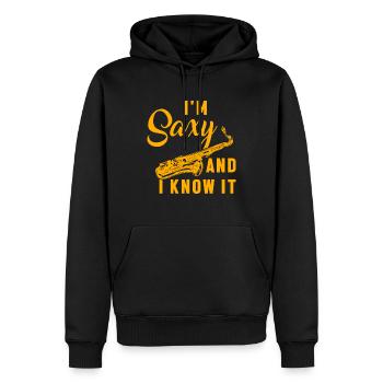 Je suis Saxy et je le sais Musical Sax Saxophone Cadeau - Sweat à capuche Premium bio Homme - noir - Devant - Nico (187cm)
