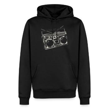 Alte Musik Radio Vintage Hip Hop Bass - Männer Premium Bio Hoodie - Schwarz - Vorne - Nico (187cm)