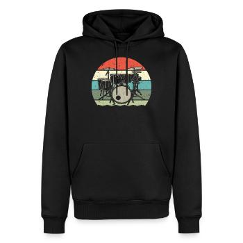 Retro Schlagzeug Rockband Schlagzeuger Musiker - Männer Premium Bio Hoodie - Schwarz - Vorne - Nico (187cm)