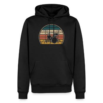 Vintage Drumset Schlagzeuger Rockband Musiker - Männer Premium Bio Hoodie - Schwarz - Vorne - Nico (187cm)