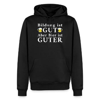 Bildung ist Gut aber Bier ist Guter - Männer Premium Bio Hoodie - Schwarz - Vorne - Nico (187cm)