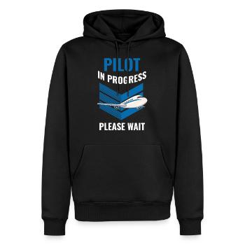 Pilot In Progress Please Wait Pilot Geschenk - Männer Premium Bio Hoodie - Schwarz - Vorne - Nico (187cm)