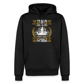 Chemin de fer train locomotives locomotives - Sweat à capuche Premium bio Homme - noir - Devant - Nico (187cm)