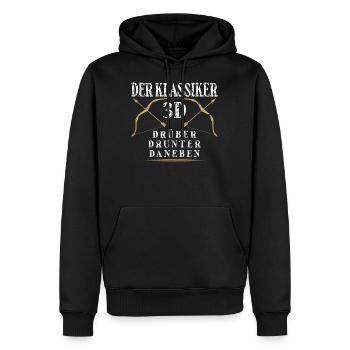Klassiker 3D Drüber Drunter Daneben Bogenschießen - Männer Premium Bio Hoodie - Schwarz - Vorne - Nico (187cm)