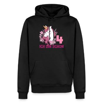 4. Geburtstag Mädchen 4 Jahre Pferd Pferde Einhorn - Männer Premium Bio Hoodie - Schwarz - Vorne - Nico (187cm)