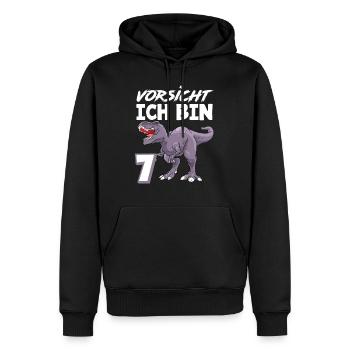 7. Geburtstag 7 Jahre Dino Dinosaurier Fan - Männer Premium Bio Hoodie - Schwarz - Vorne - Nico (187cm)