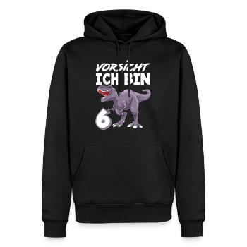 6. Geburtstag 6 Jahre Dino Dinosaurier Fan - Männer Premium Bio Hoodie - Schwarz - Vorne - Nico (187cm)