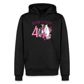 4. Geburtstag Mädchen 4 Jahre Pferd Pferde Einhorn - Männer Premium Bio Hoodie - Schwarz - Vorne - Nico (187cm)