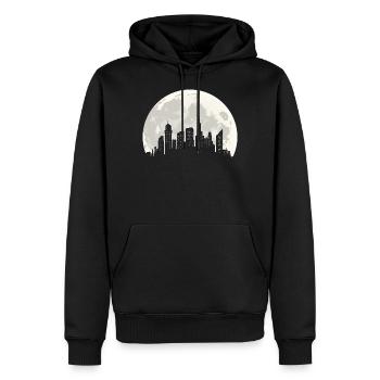 Ville et Lune Silhouette - Sweat à capuche Premium bio Homme - noir - Devant - Nico (187cm)