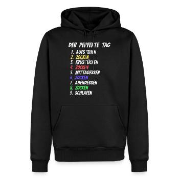 Der Perfekte Tag Zocken - Männer Premium Bio Hoodie - Schwarz - Vorne - Nico (187cm)